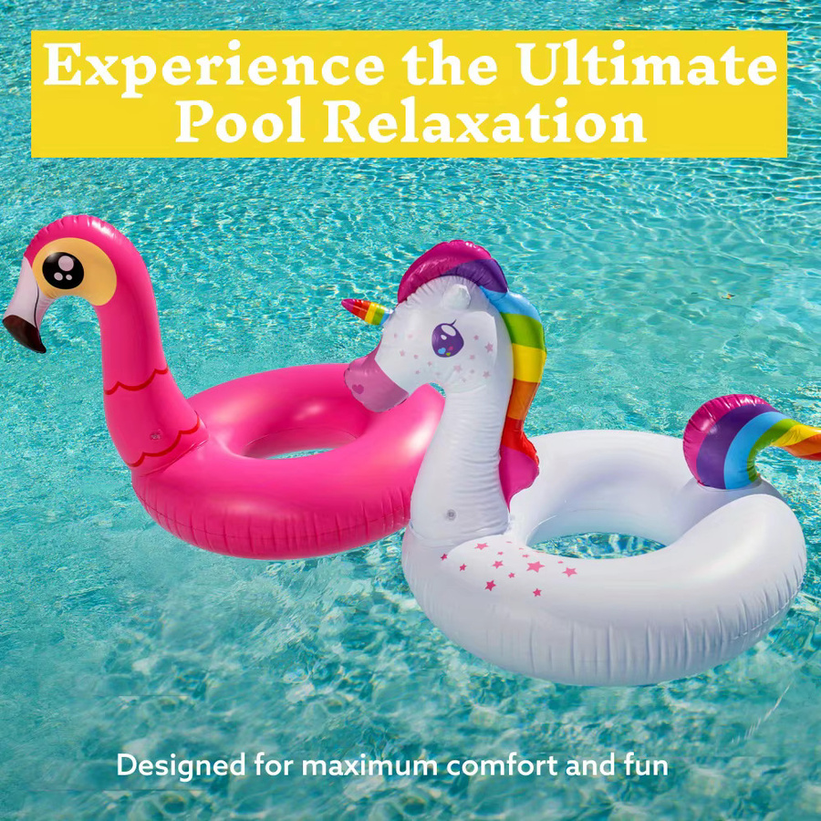 Joyfy Flamingo-Einhorn-Pool-Schwimmtiere, aufblasbare Schwimmreifen, 2-teiliges Set, ab 5 Jahren - Bild 2