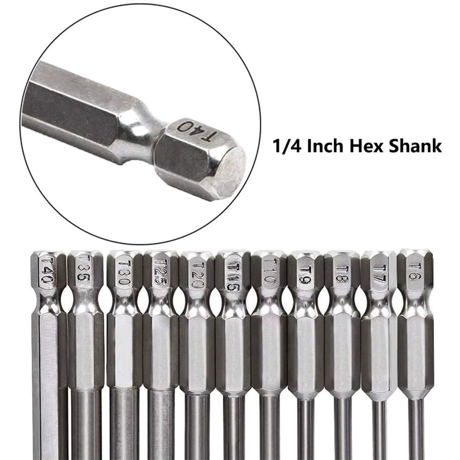 Mr Drill 12er Set Schraubendreher Bits aus S2 Stahl mit sechseckigem Griff, Länge: 50 mm - Bild 4