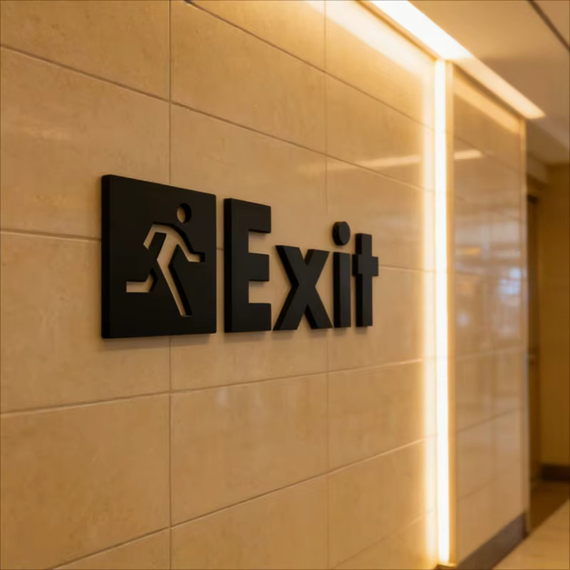 CIFBUY Exit-Symbol-Schild aus Acryl in Schwarz, selbstklebende Türdekoration im modernen 3D-Laserschnitt - Bild 4
