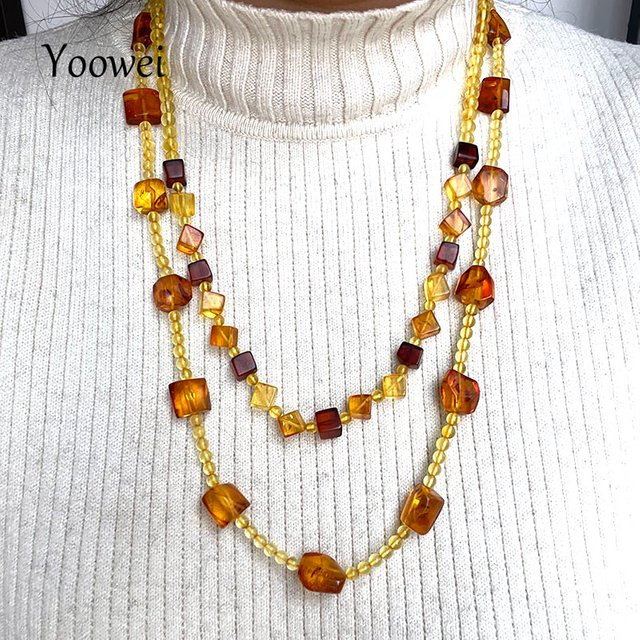 Yoowei Halskette, Bernstein, Gold, Unisex - Bild 1