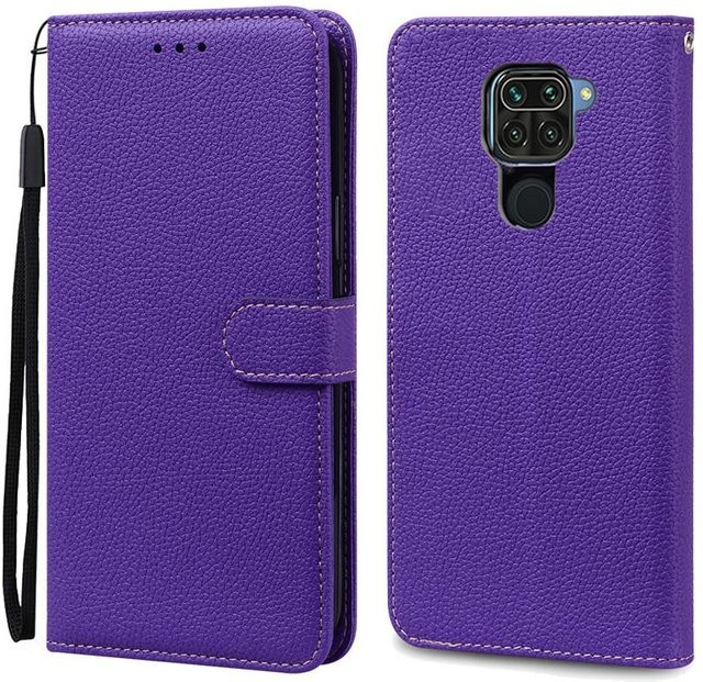 Xiaomi Redmi Note 9 Handyhülle als Leder-Brieftasche aus weichem TPU in Dunkelviolett - Bild 1