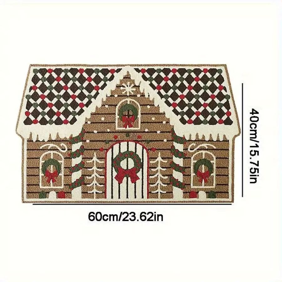 VIKAMA Weihnachtshaus Fußmatte für den Innen- und Außenbereich, rutschfeste Weihnachtsdekoration - Bild 4