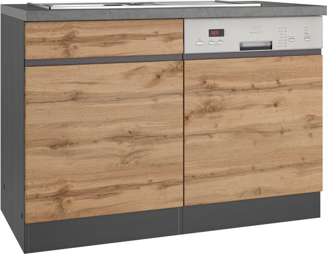 Held Möbel Spülenunterschrank Turin mit GSP-Blende, Wotan Eiche und Graphit, Breite: 120 cm - Bild 1