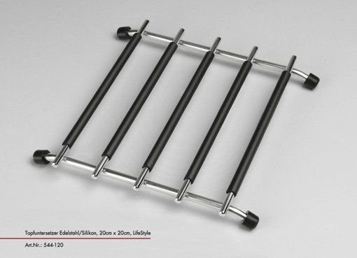 Topfuntersetzer Justinus quadratisch aus Edelstahl und Silikon in Schwarz und Silber, Breite: 20,0 cm, Tiefe: 20,0 cm, Höhe: 0,35 cm - Bild 1