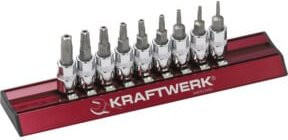 Kraftwerk 9-teiliger 5-Stern-Loch-TX-Bit-Stecknussatz in Rot - Bild 1