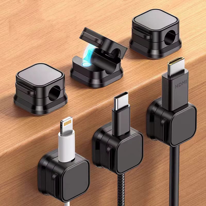 Selbstklebender magnetischer Kabelclip als Kabelhalter und Drahtorganisator für Zuhause und Büro in Schwarz oder Weiß - Bild 2