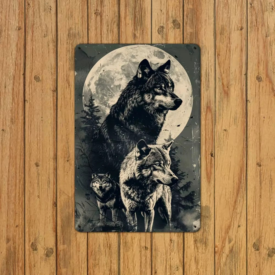 Vintage Wolf Blechschild von CIFBUY als Metall-Wanddekoration im Retro-Stil, Mehrfarbig, B/H: 30,5 x 20,3 cm - Bild 3
