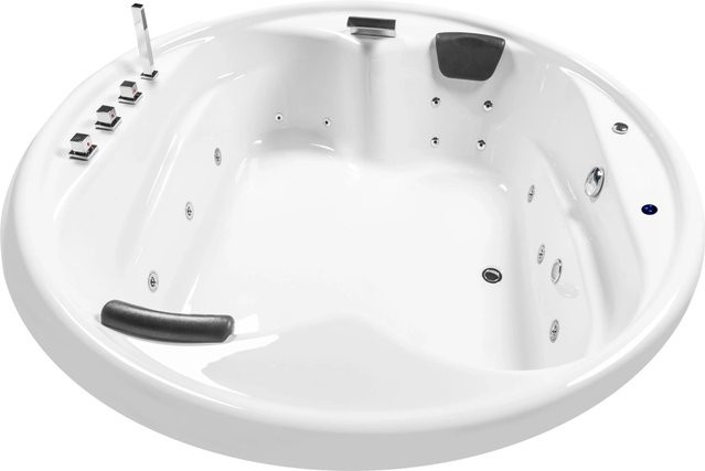 Basera Indoor Podest-Whirlpool Badewanne XXL Gomera Rund Basic in Hochglanz Weiß, Durchmesser: 182 cm - Bild 1