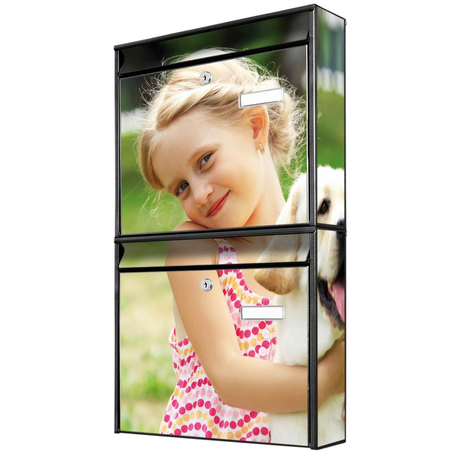 banjado Burg Wächter Doppelbriefkastenanlage in Schwarz, flexibel erweiterbar und personalisierbar, B/H/T: 64,5 x 36,2 x 10,0 cm - Bild 1
