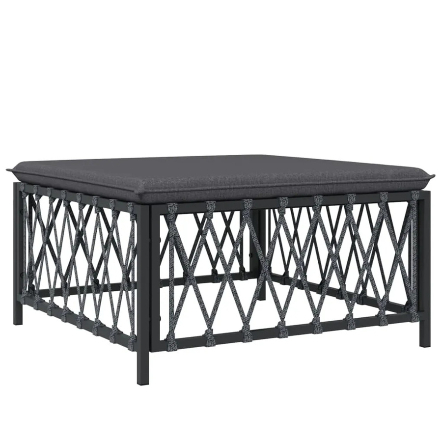 vidaXL Gartenhocker Cube aus pulverbeschichtetem Stahl mit Textilene-Gewebe und Kissen in Anthrazit, B/T/H: 70 x 70 x 34 cm - Bild 2