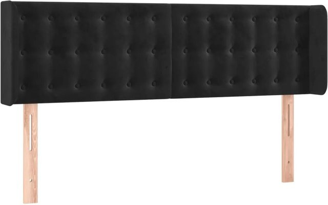 vidaXL LED Kopfteil aus Samt in Schwarz mit USB-Ladeport und integrierter Beleuchtung, B: 147 cm, T: 16 cm, H: 78-88 cm - Bild 1