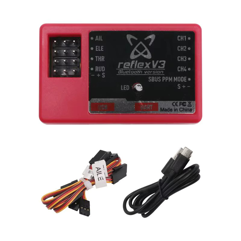 FMS Reflex V3 Flugcontroller mit integriertem Gyro-Stabilisator für RC-Flugzeuge, Warbirds und Drohnen in Rot - Bild 3