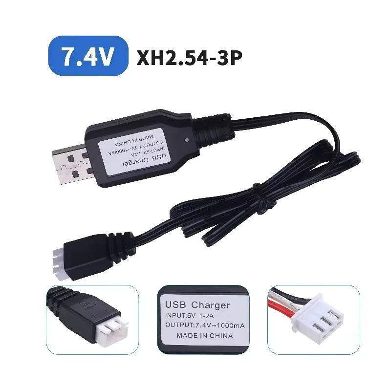 Z-SEN 2S 7,4 V Lithium-Batterie mit USB-Ladekabel in Schwarz für Spielzeug-Fernbedienungen und Flugzeuge - Bild 2
