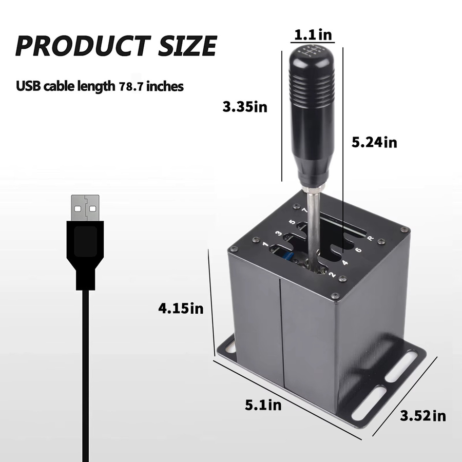 USB Handbremse und H-Schaltknauf Set für Logitech G29, Schwarz, kompatibel mit PC - Bild 3