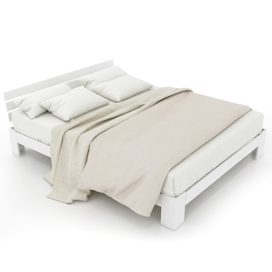 Minimalistisches Doppelbett aus Kiefernholz mit Stauraum von Aosom in Weiß, B/T/H: 140 x 200 x 144 cm - Bild 2