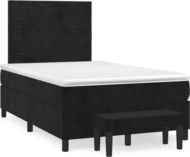 vidaXL Boxspringbett Hybrid mit Matratze und Kopfteil, Schwarz, Samt, B/T: 120 x 200 cm - Bild 1