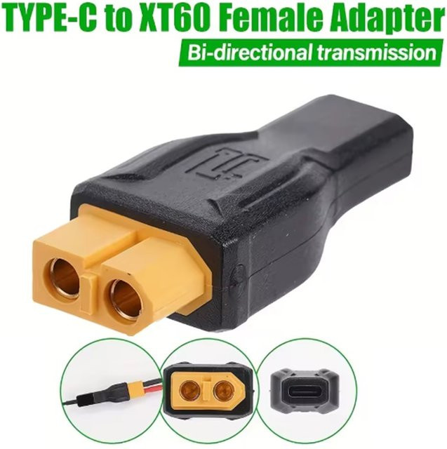 Toolkitrc USB-C auf XT60 Buchsenadapter in Schwarz, 100 W, 20 V/5 A für Energiespeicher und Stromversorgung im Freien - Bild 1