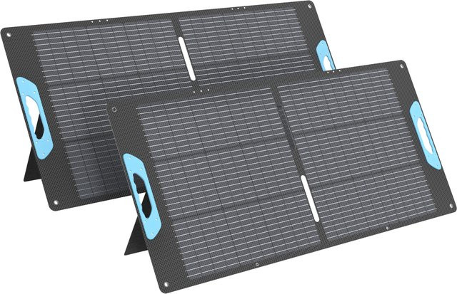 E-POWO Tragbares faltbares Solarpanel IP67 wasserdichtes Solarladegerät für Powerstation und Wohnmobil in Schwarz - Bild 1