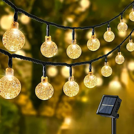 Saimili Solar Kristallkugel Lichterkette mit 30 LEDs in Warmweiß, Wasserdichte Outdoor LED Lichterkette IP65 für Garten, Weihnachtsdekoration und Außenbereich