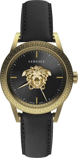 Versace Herrenuhr, Quarz, Edelstahl, 43 mm, Leder, Schwarz, 5 ATM - Bild 1