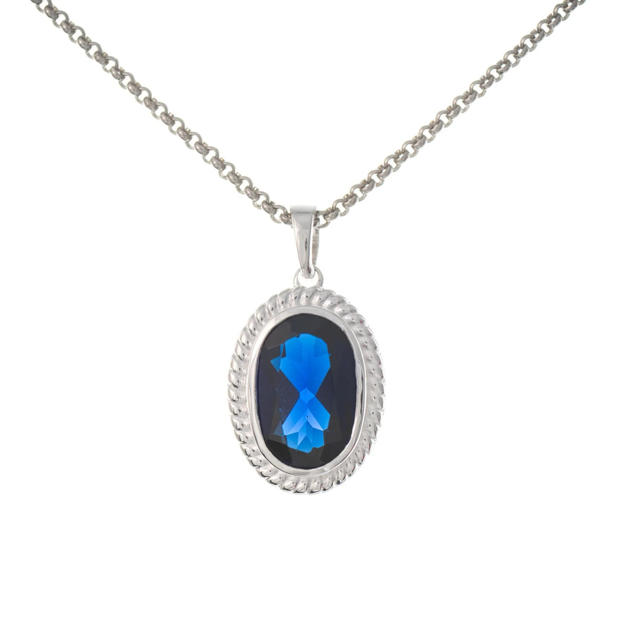 Anhänger mit Kette 925 Silber, Zirkonia blau, Damen - Bild 1