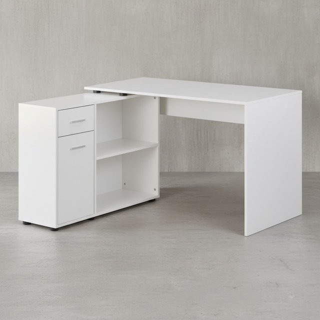 KADIMA DESIGN Schreibtisch mit integriertem Regal und Schublade oder Tür, B/T/H: 120 x 107 x 75 cm - Bild 1