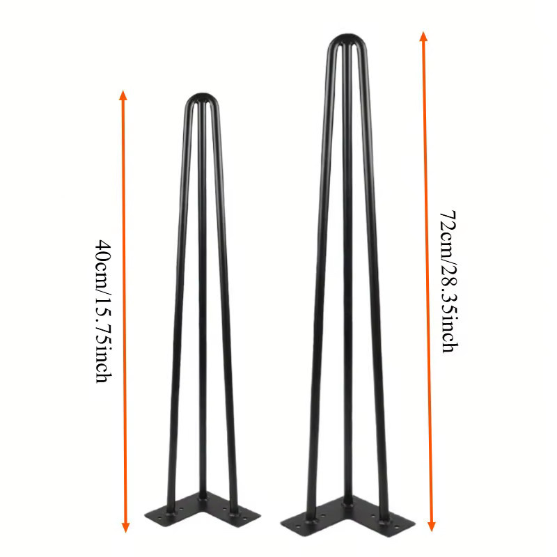HACTIVOL 4er-Set robuste Tischbeine aus Metall in Schwarz Matt mit modernem Design - Bild 2