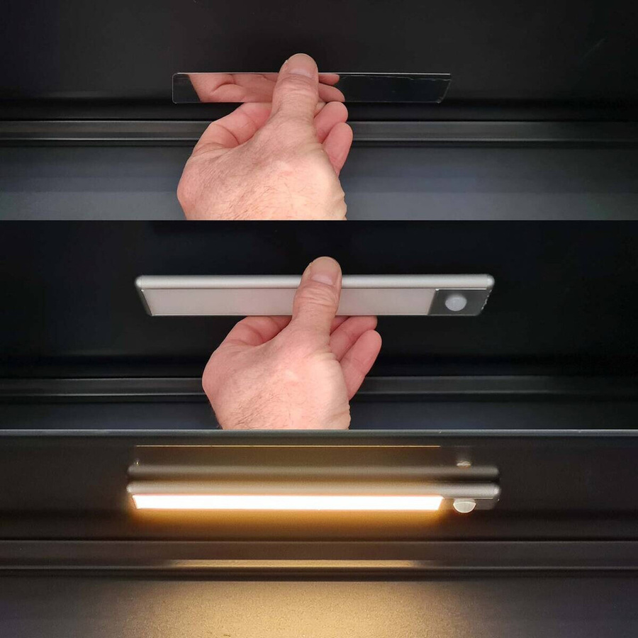 Nedis LED Schrankleuchte mit Bewegungssensor in Silber aus Aluminium und Polycarbonat B/H/L: 4 x 20,5 x 1,4 cm - Bild 2