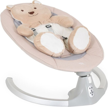 Elektrische Babywippe Moni Ari Bär mit Melodien, Fernbedienung und Teddy-Bär Pad in Beige
