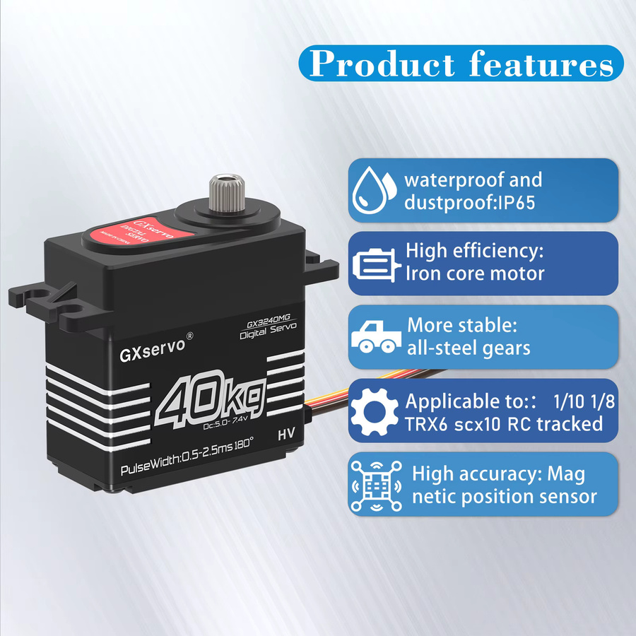 Yipinservo Digital-Servo, 40kg, Wasserdicht, für 1:8 1:10 RC Crawler Auto Roboter - Bild 3