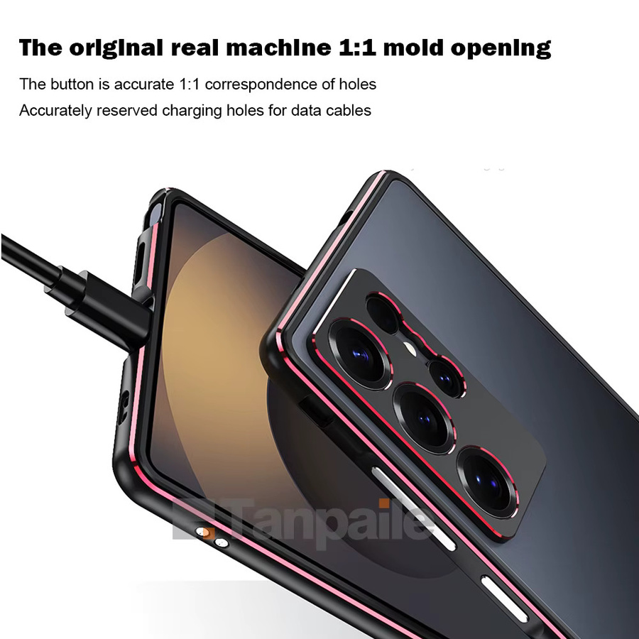 Aluminium Stoßstangen Rahmen Schutzhülle für Samsung Galaxy S25 Ultra S24 S23 S22 S21 FE und Note 20 Ultra in Schwarz oder Rot - Bild 3