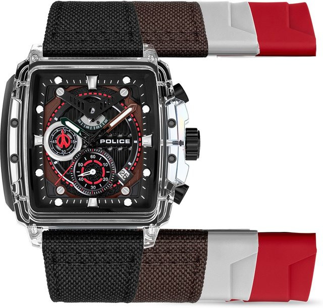 Police Chronograph Herrenuhr, Quarz, Kunststoff, Schwarz, 43 mm - Bild 1