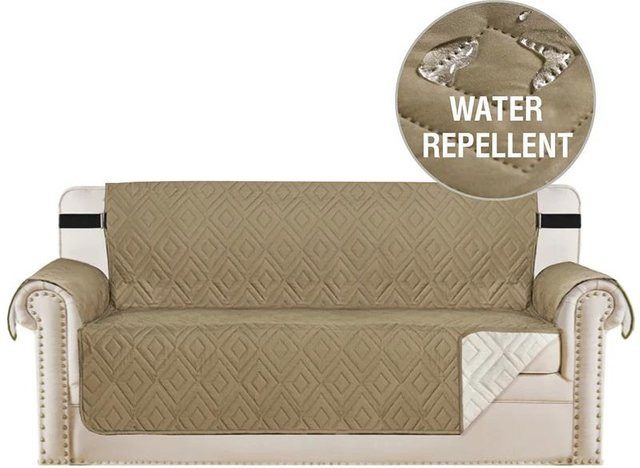Lylyna Wasserdichter und rutschfester Sofabezug für 1-Sitzer, gesteppt und waschbar, grau - Bild 1