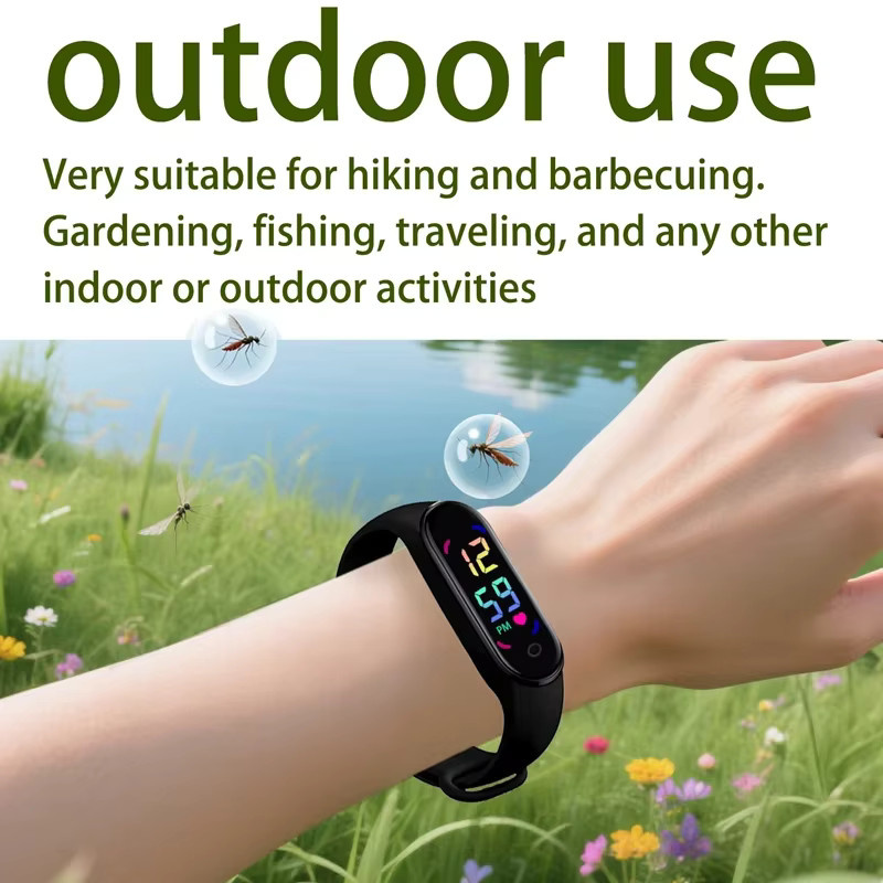 Lenovo Ultraschall-Mückenabwehr-Armband Smartwatch mit LED-Display und Touchscreen für Kinder in Grün und Schwarz - Bild 5