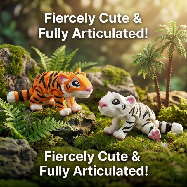 3D-gedruckte bewegliche Tigerfigur, Tiermodell, 1/2/4 Stück - Bild 1
