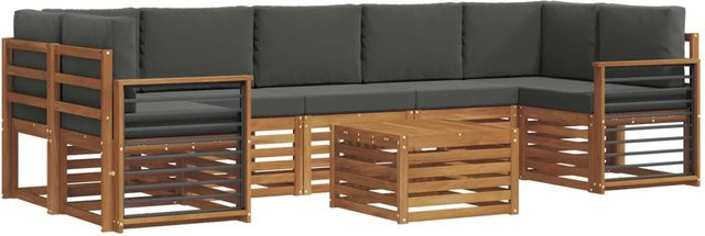 vidaXL Sofagarnitur 8-teilig aus Massivholz Akazie in Natur und Anthrazit mit Polsterung und Armlehnen - Bild 1