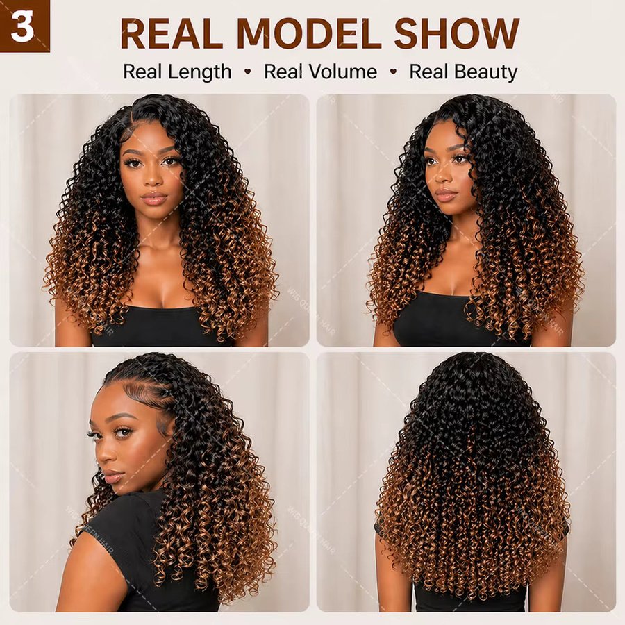 Wig Queen Echthaar-Häkelverlängerungen, Kinky Curly Feather Bundles, TB30 - Bild 4