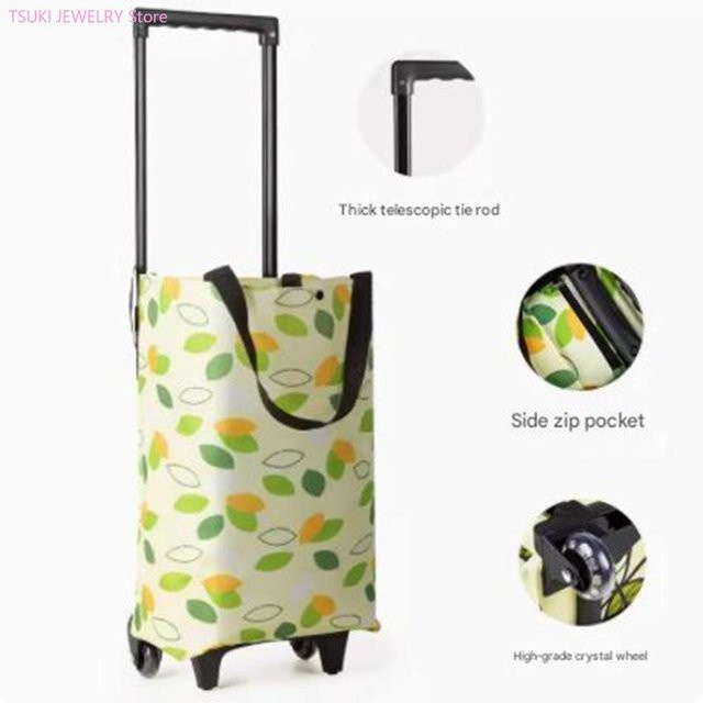 Faltbarer Einkaufswagen Erra aus Oxford-Stoff mit einziehbarem Griff und leisen Rollen, B/T/H: 44,0 x 28,0 cm - Bild 1