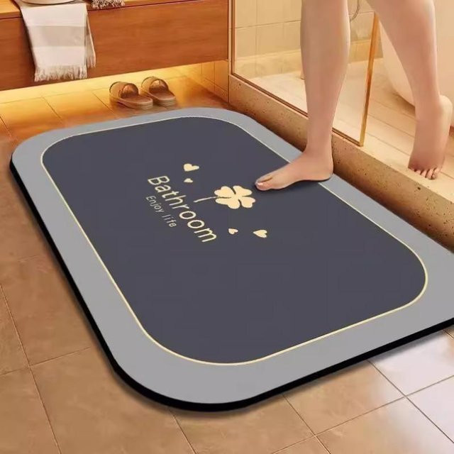 Zweite Wasseraufnahme Weiche Kieselgur Toilettenbodenmatte in Grau, schnelltrocknend und saugfähig, Anti-Rutsch-Badezimmermatte, B/T: 40 x 60 cm - Bild 1