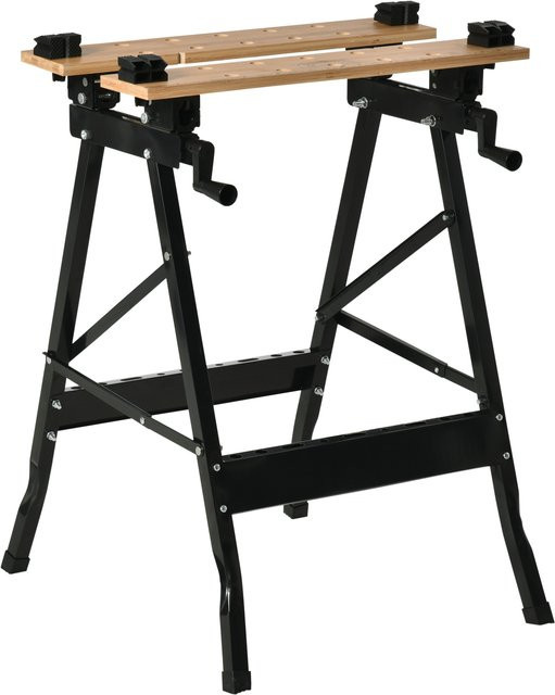 HOMCOM Zusammenklappbare Werkbank mit 4 Klemmen in Schwarz, Traglast 150 kg, B/T/H: 63,5 x 60,5 x 78 cm - Bild 1
