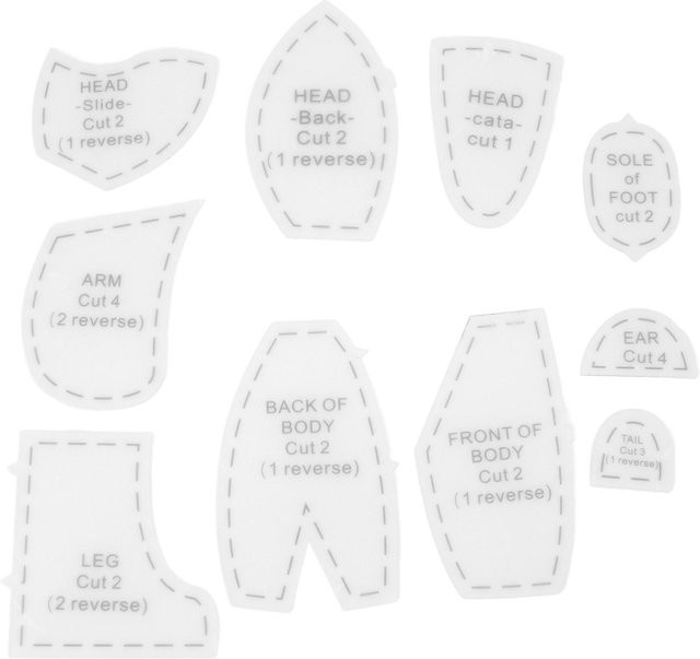 GoolRC Erinnerungsbär Vorlage Lineal Set aus Acryl für die Puppenherstellung, 10 Stück, Weiß, Größe: 12 inch - Bild 1