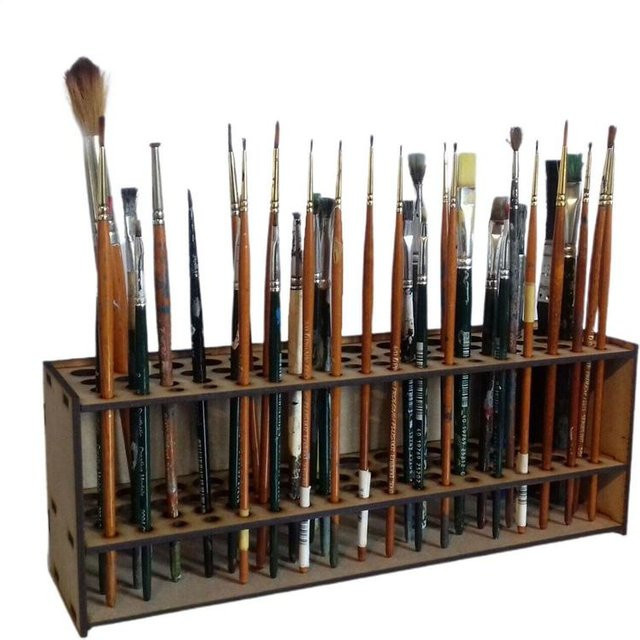 Holz Pinselhalter Wandhalterung mit 67 Löchern als Organizer für Pinsel, Buntstifte und Make-up - Bild 1