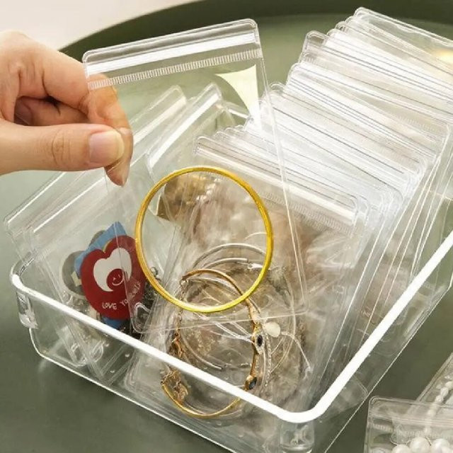 100 Stück transparente Kunststoff-Aufbewahrungsbeutel mit Reißverschluss für Schmuck und Organizer - Bild 1