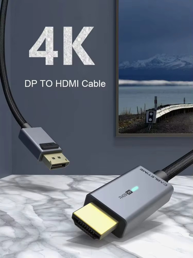 CABLETIME DisplayPort-zu-HDMI-Kabelkonverter für 4K 30Hz, DP1.2 Adapter für Laptop, PC, HDTV und Projektor - Bild 4