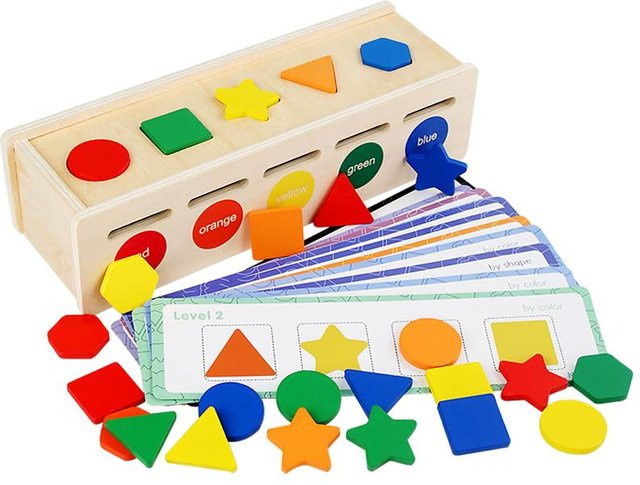 Kidsly 2-in-1-Sortierspielzeug, Farb- und Formsortier-Lern-Matching-Box, Holz, Bunt / Mehrfarbig - Bild 1