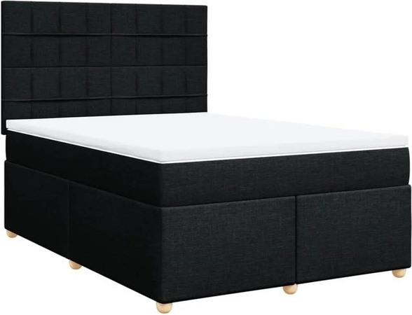 vidaXL Boxspringbett mit Matratze Hybrid-Design in Schwarz, B/T/H: 140 x 200 cm