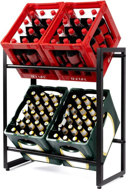 Karat homeliving Flaschenkastenständer Kenji Lagerregal aus Stahl in Schwarz B/T/H: 70 x 32 x 79 cm - Bild 1