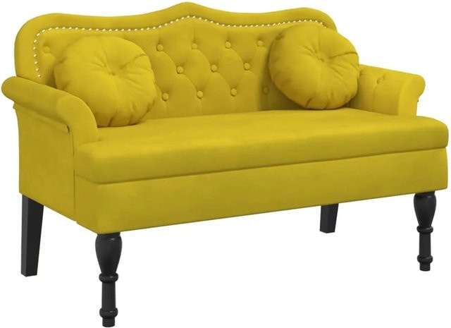 vidaXL Sitzbank mit Kissen aus Samt in Gelb, B/T/H: 120,5 x 65 x 75 cm - Bild 1