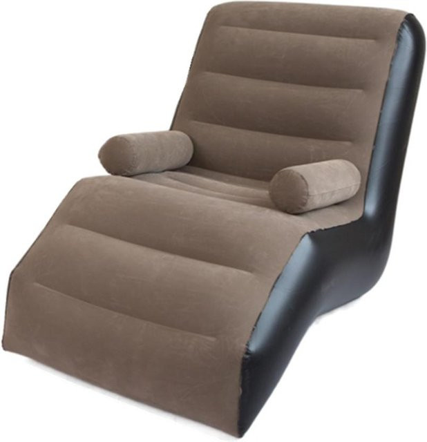 Aufblasbares Sofa kaffeebraun – Faltbarer und tragbarer Sessel für Innen- und Außenbereich, B/H/T: 140 x 85 x 80 cm - Bild 1