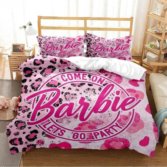 Barbie Bettwäsche-Set mit Cartoon Anime Design, 3-teilig, Farbe: Pink, Material: Mikrofaser, Breite: 228 cm - Bild 1